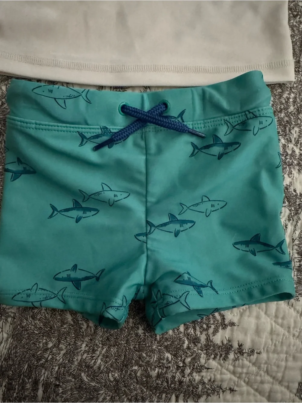 Carter's Teal & White Shark Two-Piece Rash Guard Swim Set